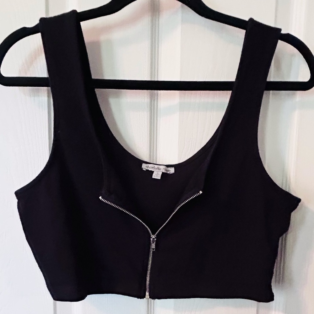 *Minimum $15 total. Charlotte Russe Black Zippered Crop Top